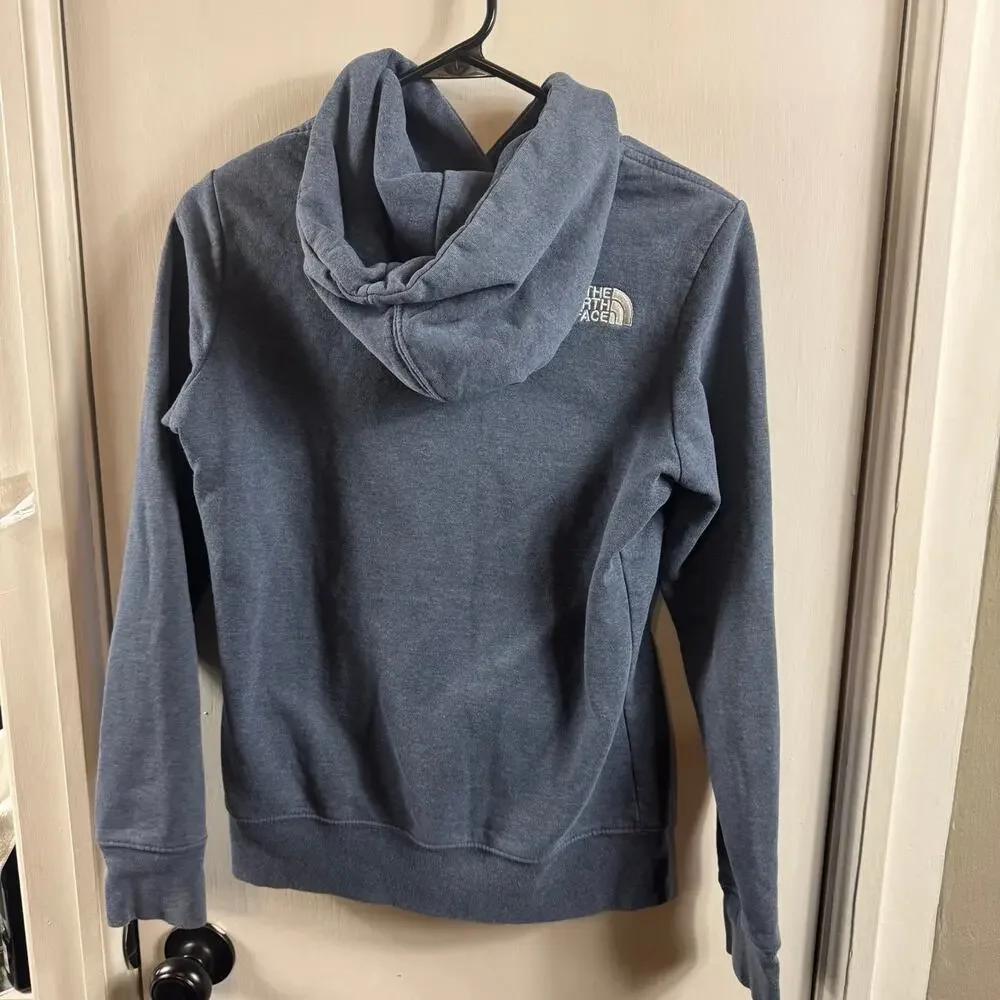 The North Face RU14 medium weight light blue graphic hooded sweatshirt